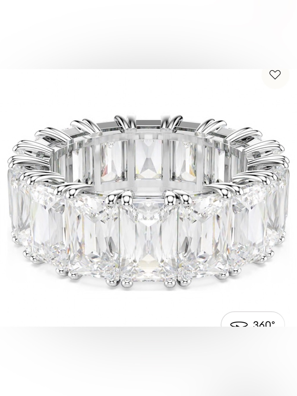 Swarovski Matrix Vittore Clear Crystal Emerald-Cut Eternity Ring in Silver 52 - Picture 4 of 7